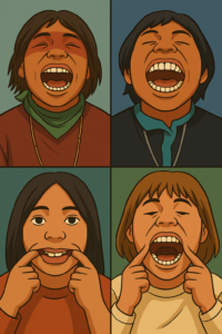 indiginous people and their mouths and how good their teeth look, a charicashur
